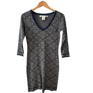 Max Studio blue geometric pattern knit sweater dress S